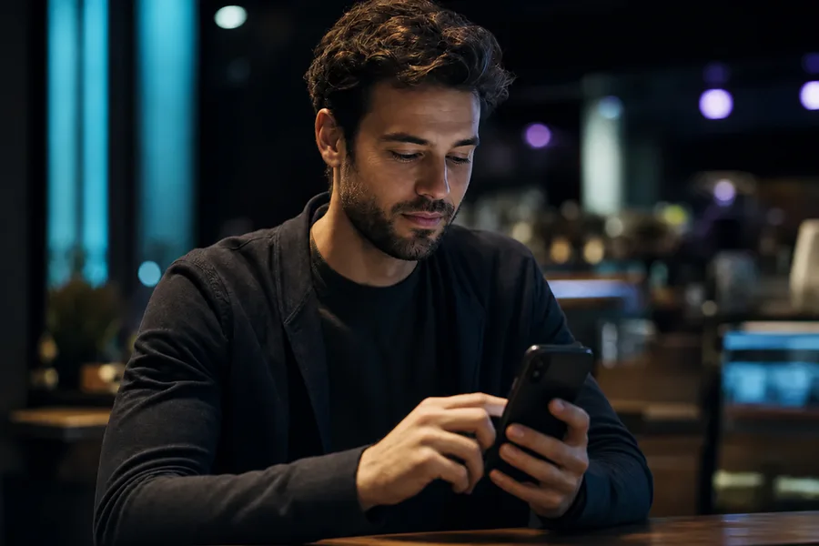 Customer messaging a business from a smartphone